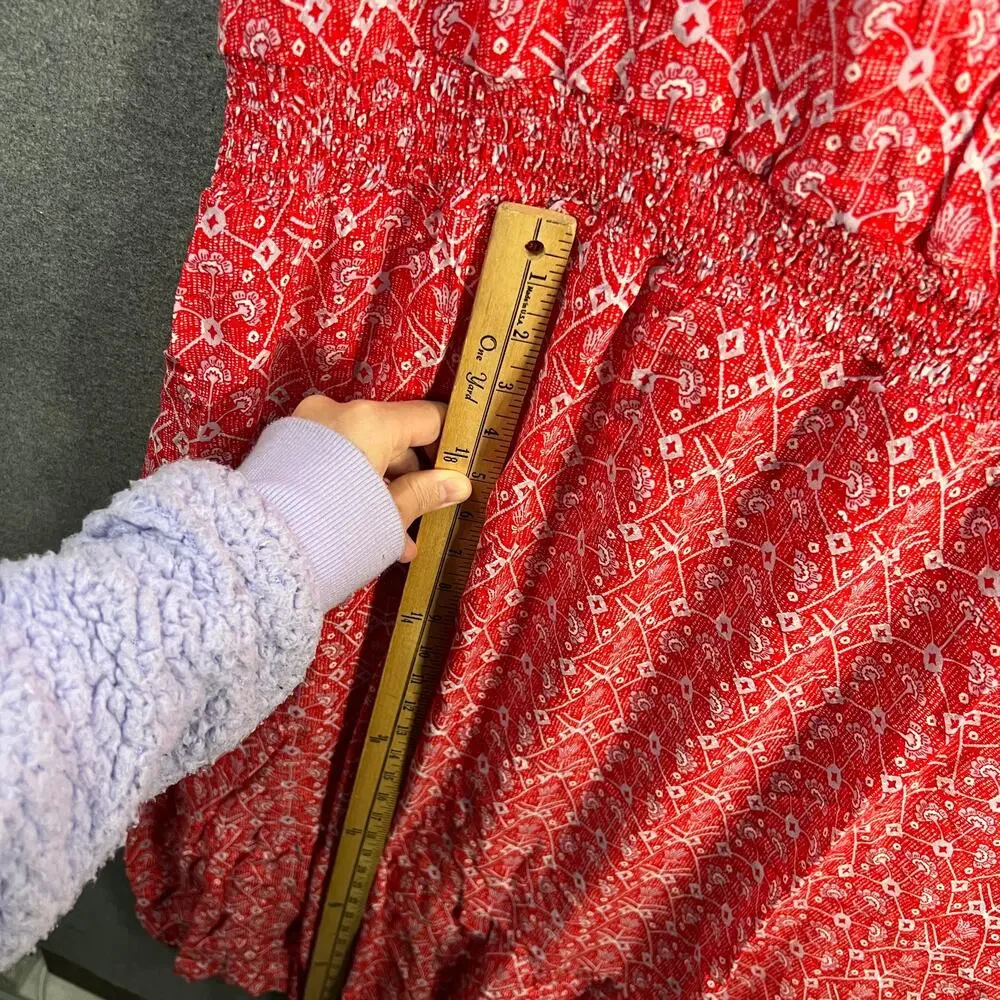 Destination 365 Printed Short-Sleeve Midi Dress with Smo Red Abstract XL